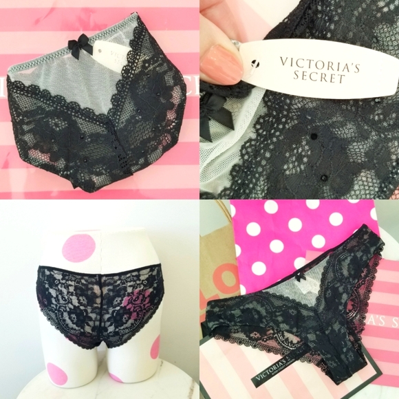 Victoria's Secret Vintage Very Sexy Lace Rhinestone Crystal Cheeky Panty NWT - Picture 1 of 13